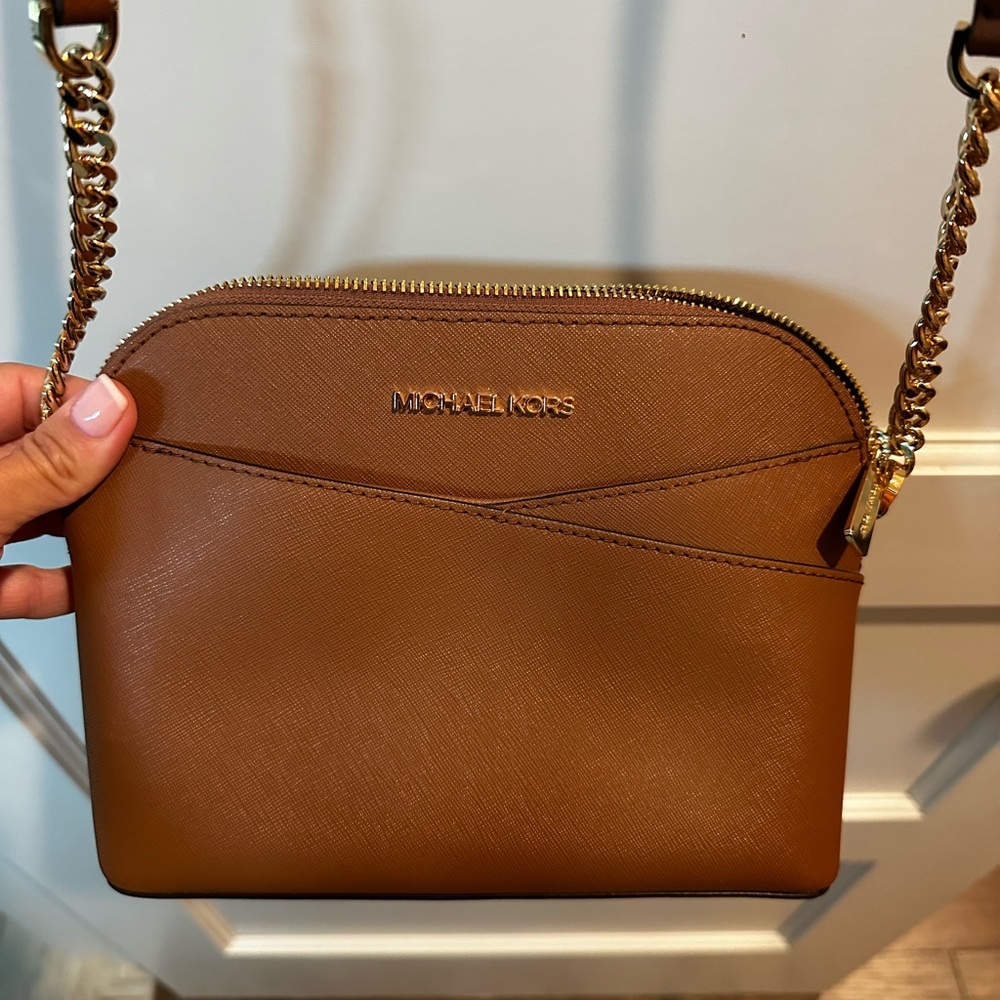 Michael Kors Tan Crossbody Bag with Gold Chain